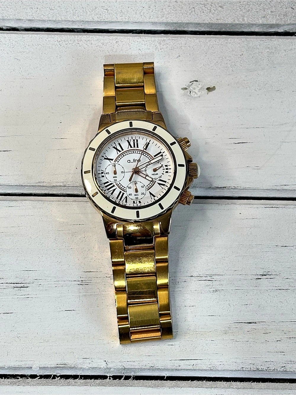 a.line Gold-Tone Chronograph Watch in Gold & White